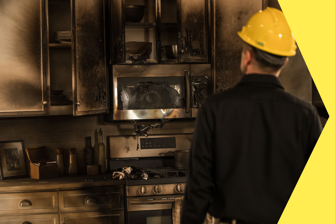 Burnt Kitchen cause by Fire and Smoke Damage