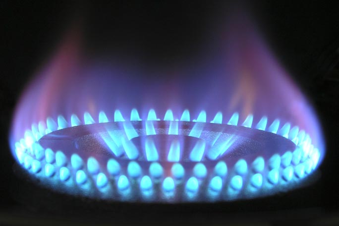 Gas Range with blue flame